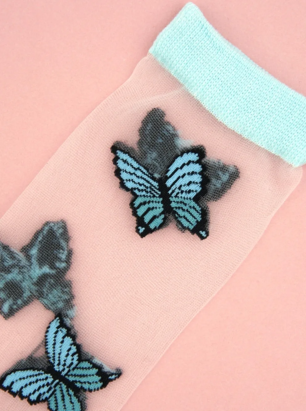 COUCOU SUZETTE Transparent Blue Butterfly Socks