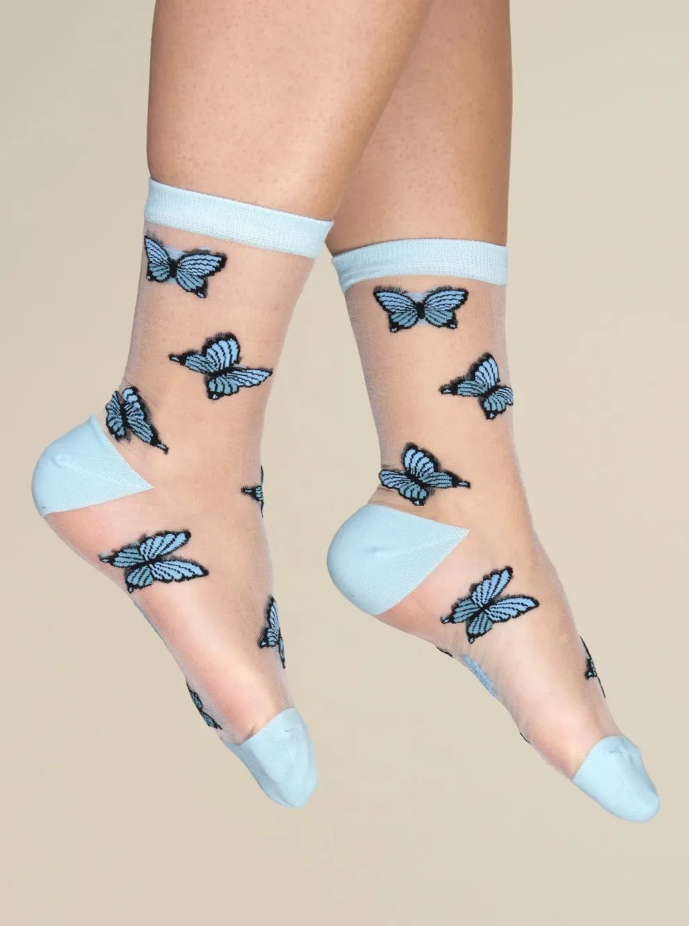 COUCOU SUZETTE Transparent Blue Butterfly Socks