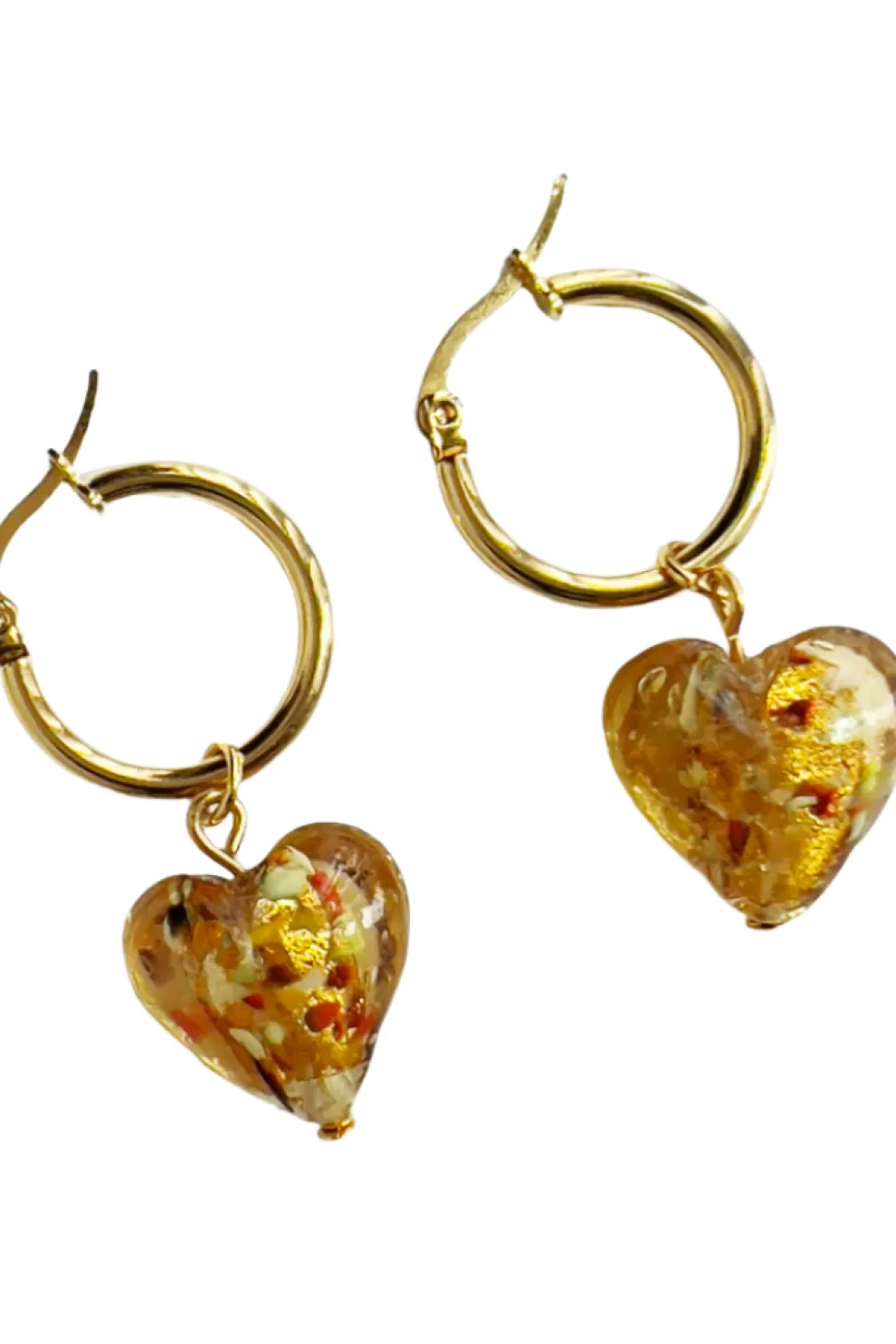 YELLOW DOTS STUDIO Boucles d'oreilles Cœur en Verre Ambré