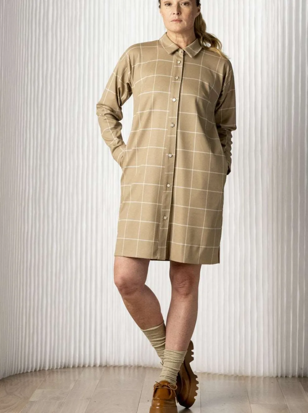 BODYBAG Robe Chemise Sussex - Camel Grid