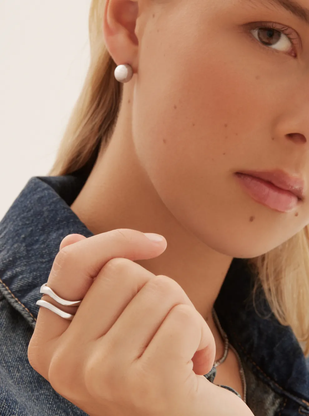 TWENTY COMPASS Curved Ring Duo - Stainless Steel