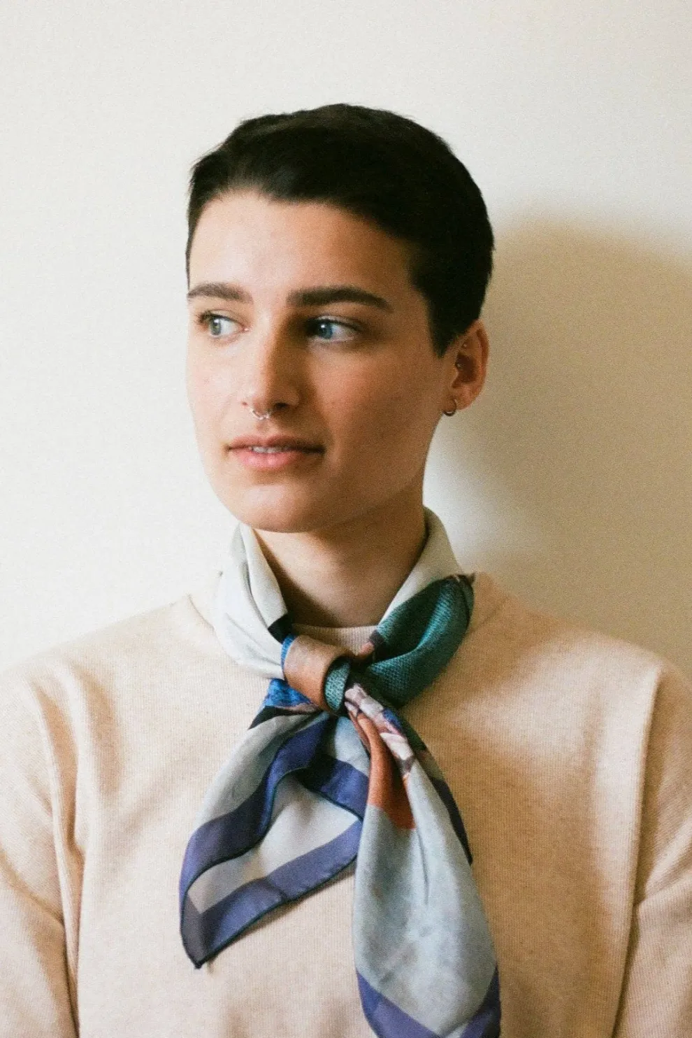 ATELIER B Silk Scarf - Navy Blue