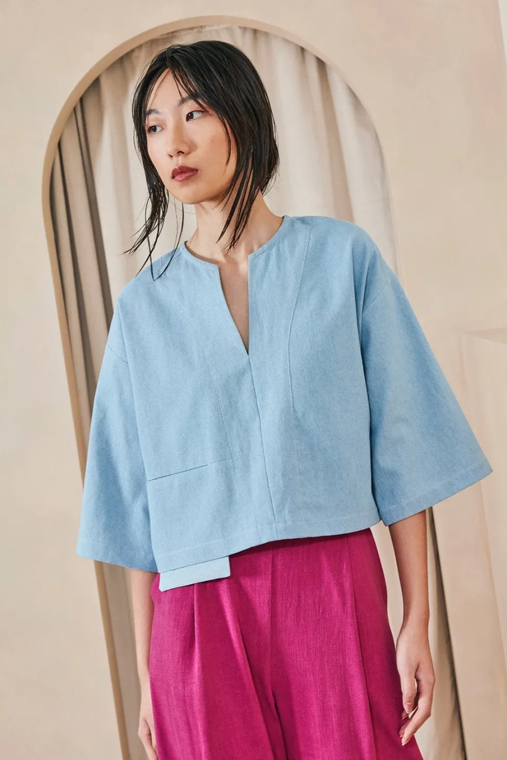 DAGG & STACEY Duke Top - Bleached Indigo