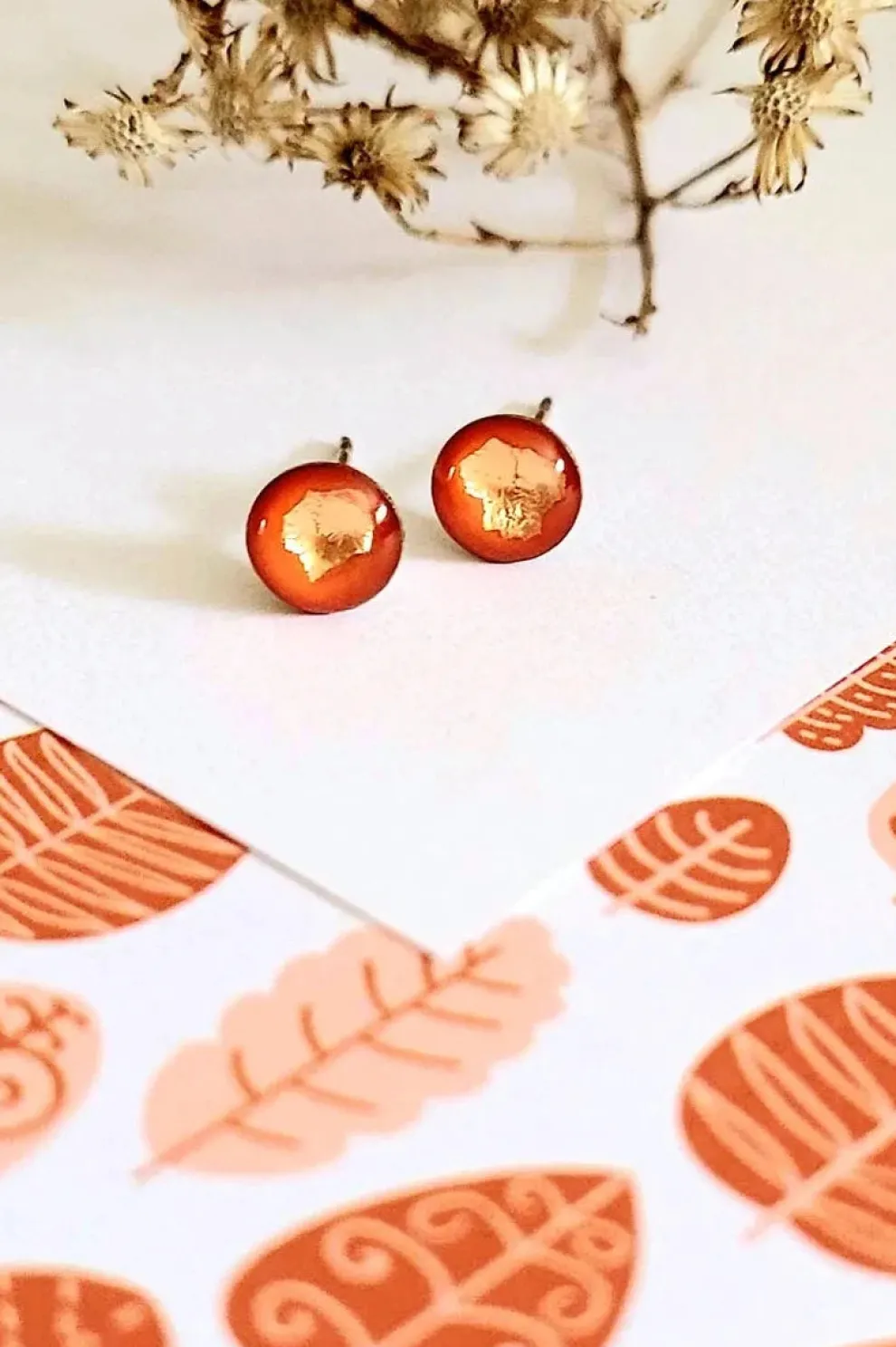 KAG Resin Earrings - Black and Copper